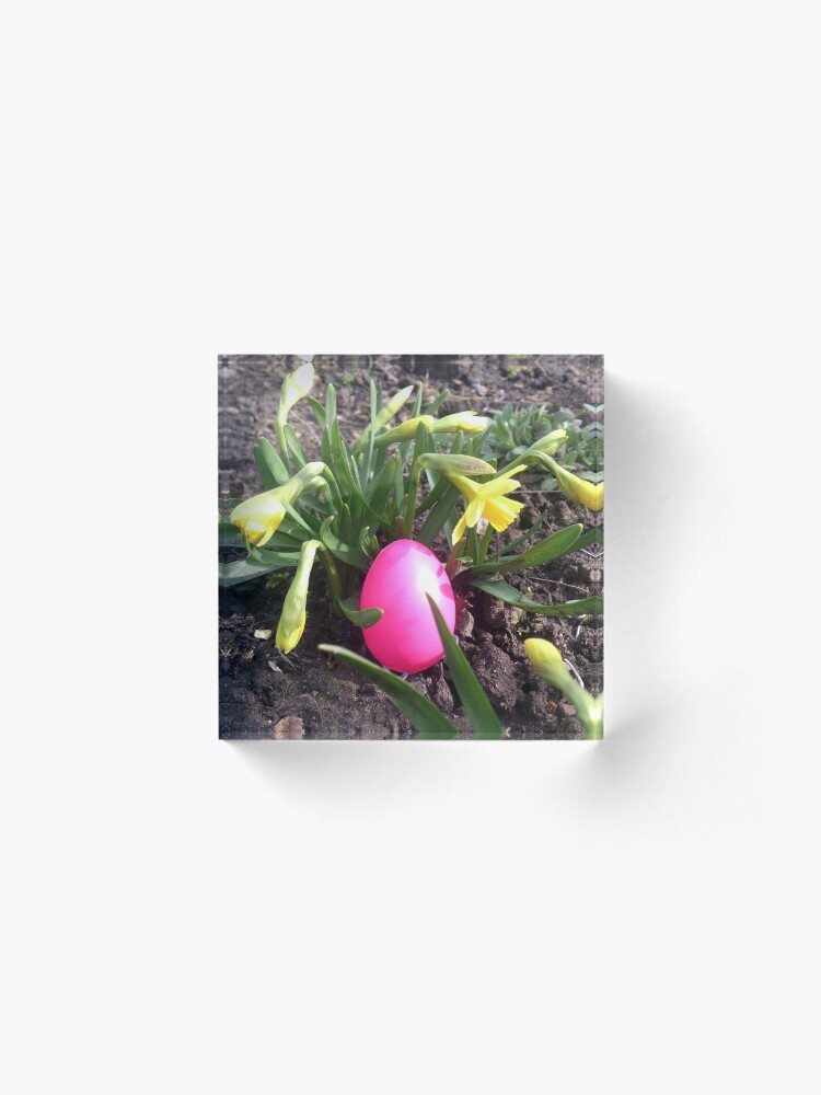 Alternative Ansicht von Osterei im Blumenbeet Acrylblock