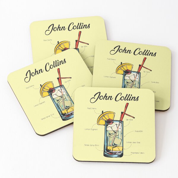 Item preview, John Collins Cocktail Recipe designed and sold by HuckleberryArts.