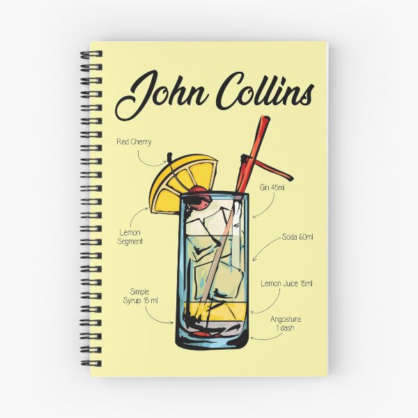 Item preview, John Collins Cocktail Recipe designed and sold by HuckleberryArts.