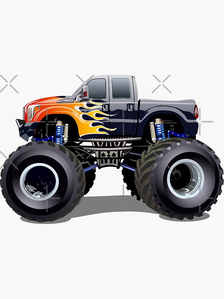 Cartoon Monster Truck Sticker for Sale by Mechanick