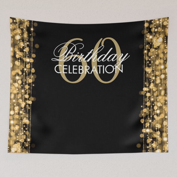 Item preview, Elegant 60th Birthday Party Sparkles Banner Gold designed and sold by Rewards4life.