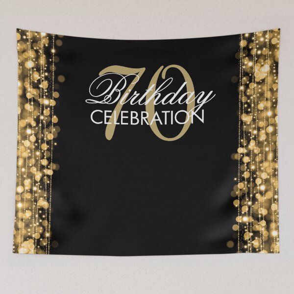Item preview, Elegant 70th Birthday Party Sparkles Banner Gold  designed and sold by Rewards4life.