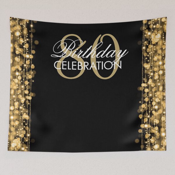 Item preview, Elegant 80th Birthday Party Sparkles Banner Gold  designed and sold by Rewards4life.
