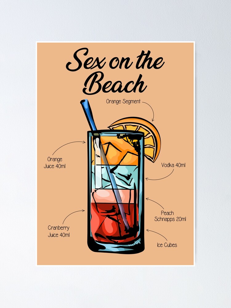 Sex On The Beach Cocktail Recipe Poster By Huckleberryarts Redbubble 