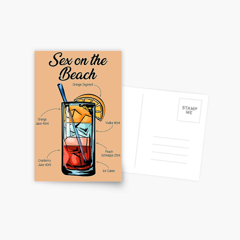 Sex On The Beach Cocktail Recipe Postcard For Sale By Huckleberryarts Redbubble 