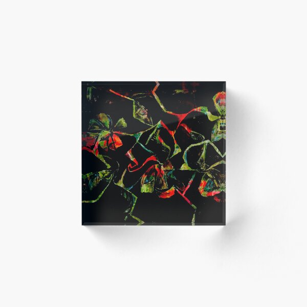 abstract floral shapes on black Acrylic Block