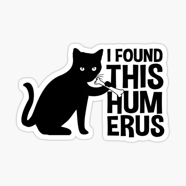 I found this Humerus Funny Black Cat Bone Medical Humor Sticker