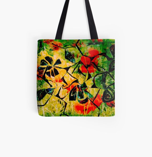 flowery abstract meadow All Over Print Tote Bag