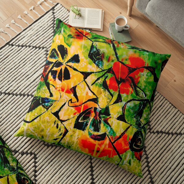 flowery abstract meadow Floor Pillow