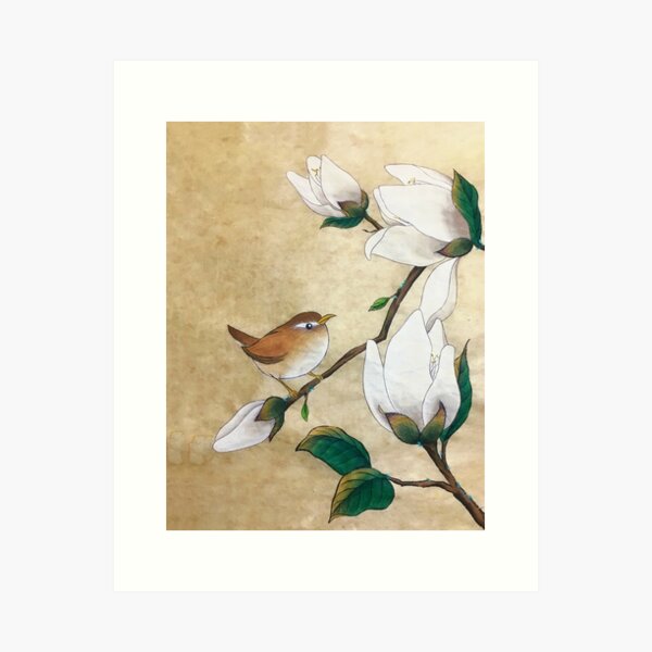 Item preview, Minhwa: A Wren on the Magnolia(Korean traditional/folk art)  designed and sold by QamarART Paintings.