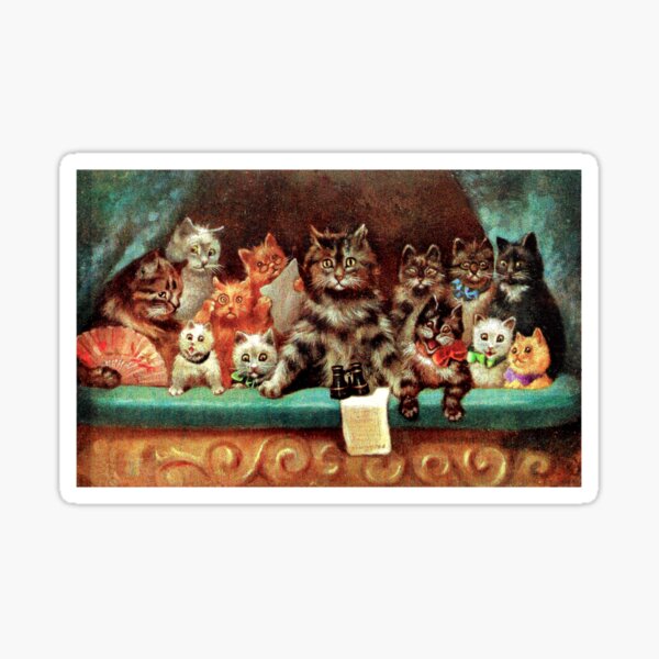 Humanized Cats at the Opera by artist Louis Wain Sticker