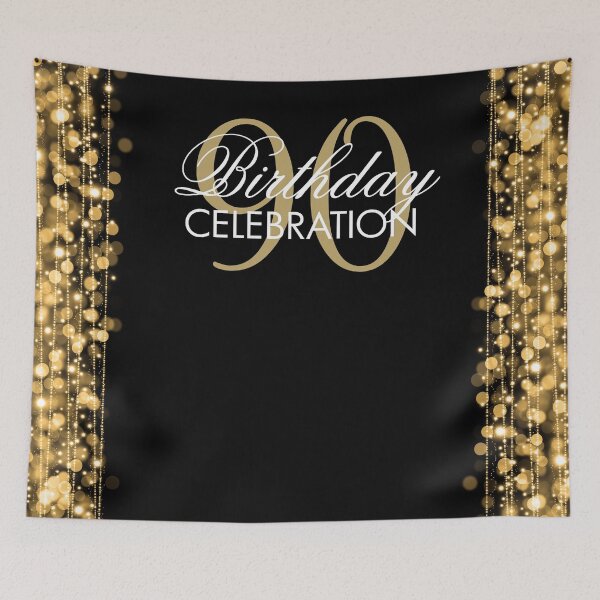 Item preview, Elegant 90th Birthday Party Sparkles Banner Gold designed and sold by Rewards4life.