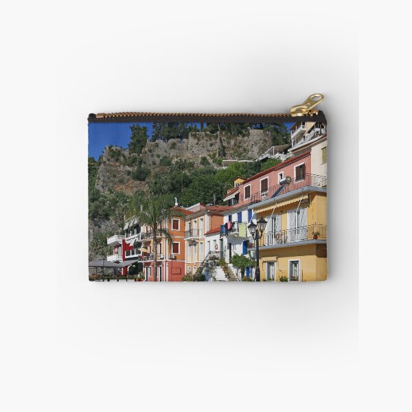 Item preview, old colorful buildings and fort on hill Parga Greece designed and sold by goceris.