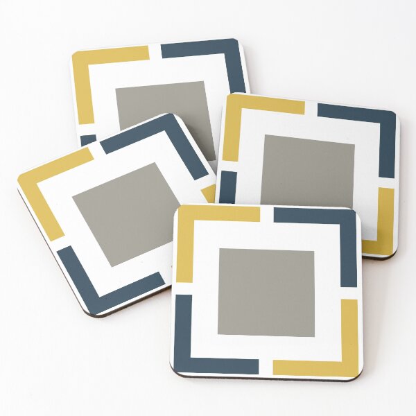 Item preview, Squared, Geometric Pattern in Light Mustard Yellow, Navy Blue, White, and Grey designed and sold by kierkegaard.