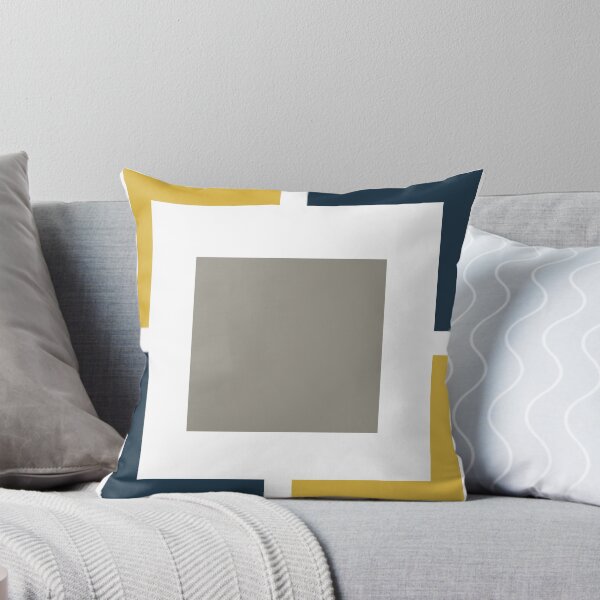 Item preview, Squared, Geometric Pattern in Light Mustard Yellow, Navy Blue, White, and Grey designed and sold by kierkegaard.