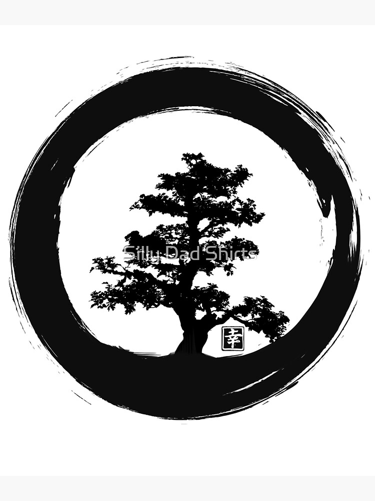 "Bonsai Tree Design Enso Circle Happiness Kanji Japanese symbol" Poster