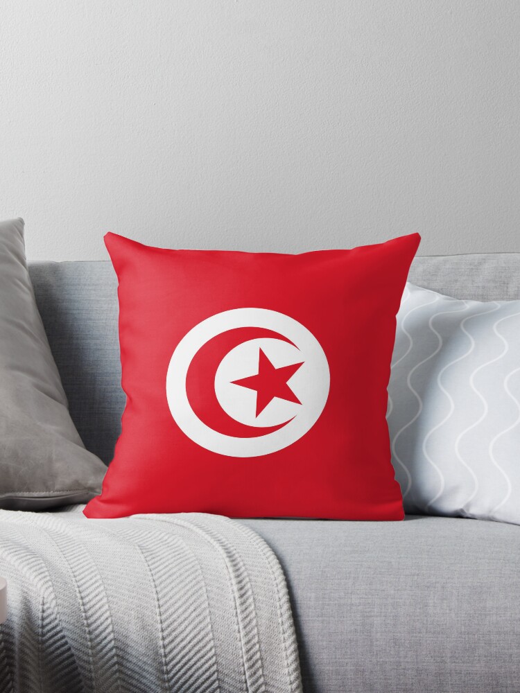 Aperçu 1 sur 3. Coussin avec l'œuvre Drapeau de Tunisie créée et vendue par Shorlick.