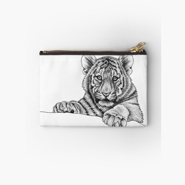 Item preview, Amur tiger cub - ink illustration designed and sold by LorenDowding.