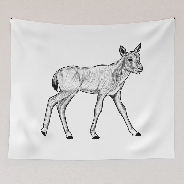Item preview, Baby Arabian oryx - ink illustration designed and sold by LorenDowding.