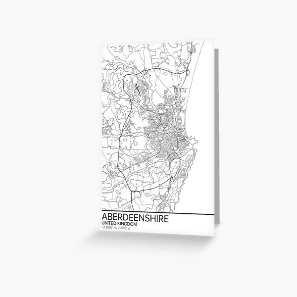 Aberdeenshire map poster print wall art, United Kingdom gift printable, Home and Nursery, Modern map decor for office, Map Art, Map Gifts Greeting Card