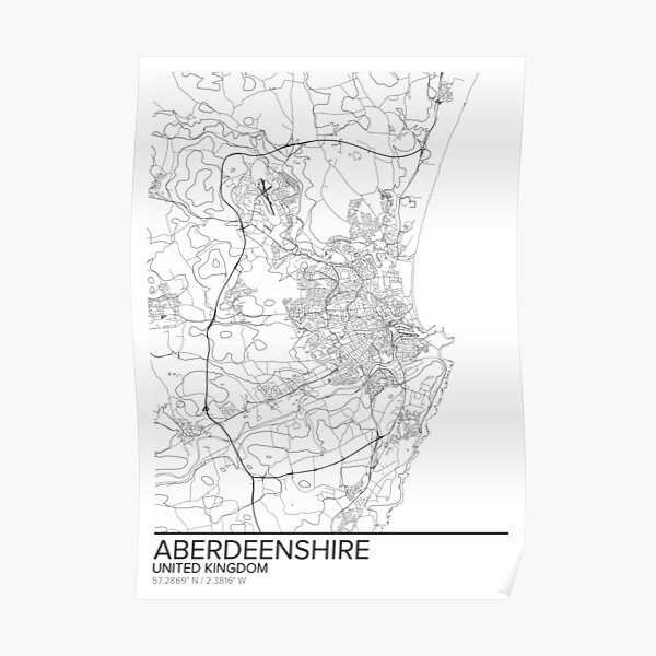 Aberdeenshire map poster print wall art, United Kingdom gift printable, Home and Nursery, Modern map decor for office, Map Art, Map Gifts Poster