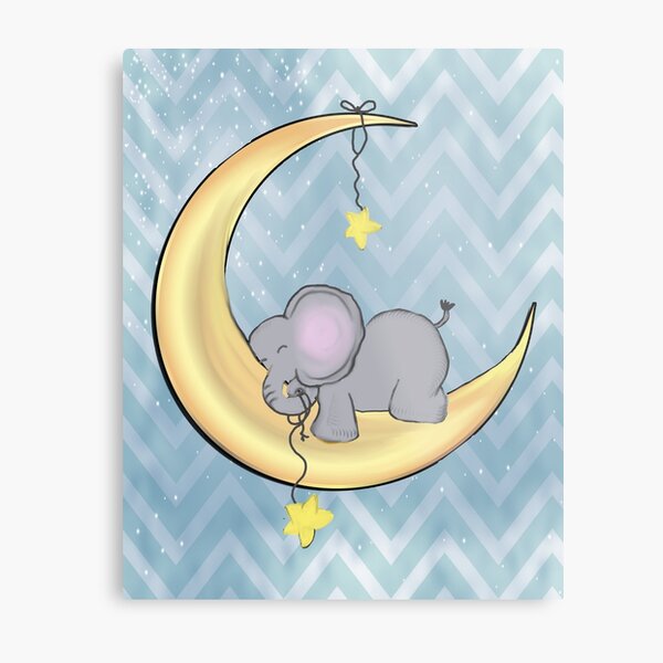 Impression Metallique Elephant Mignon Bebe Par Gr Art Redbubble