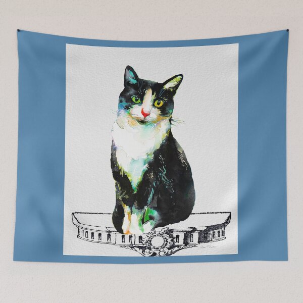 Item preview, Watercolor Cat on Table E designed and sold by Jean Plout.