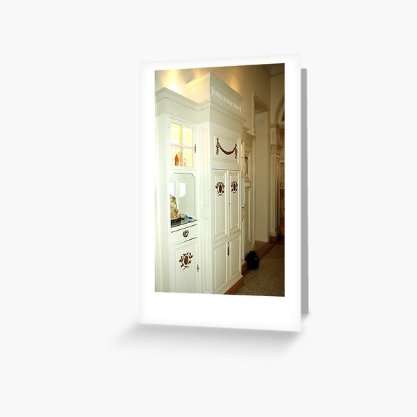 Hallway in white and gold Greeting Card