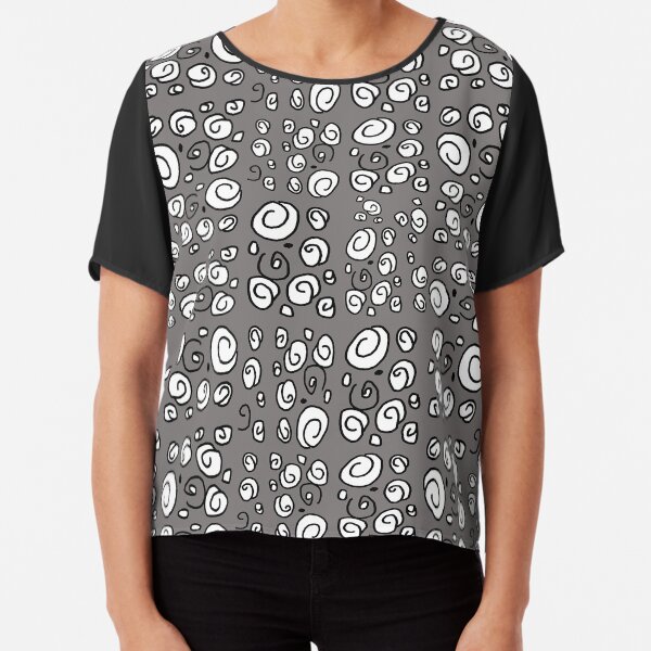 Swirl gray black and white pattern Chiffon Top