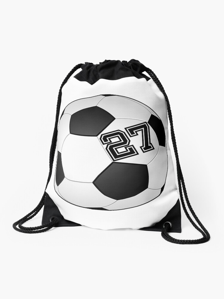 Football Soccer Player Jersey No 27 Back Number 27 Ball Sport Sticker Gift Drawstring Bag By Theshirtinator Redbubble