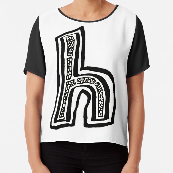 Lower case black and white alphabet letter H Chiffon Top