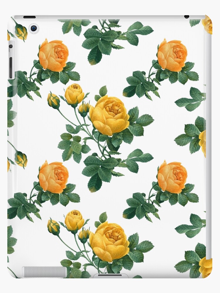 Funda y vinilo para iPad «Patrón de rosas amarillas y hojas verdes sobre  fondo azul» de Kanae19 | Redbubble