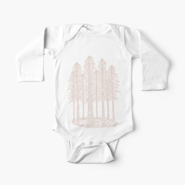 Coastal Redwoods Cathedral Ring Sketch - Red Number 2 Long Sleeve Baby One-Piece