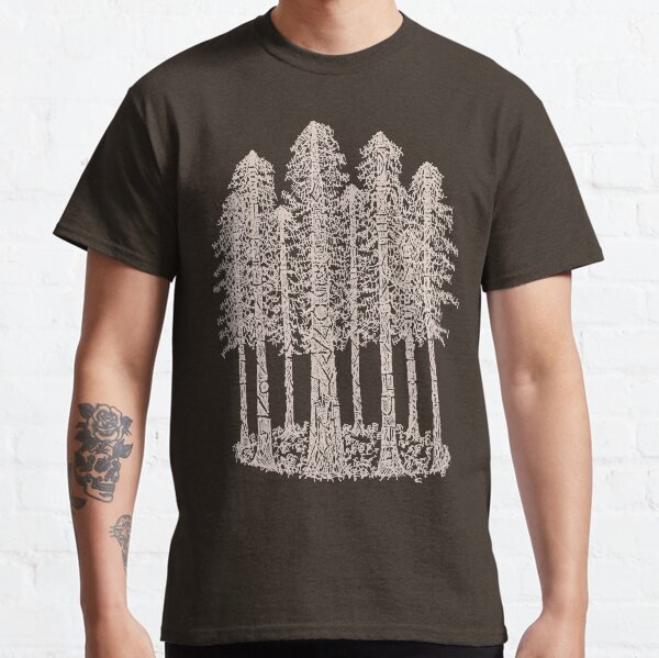 Coastal Redwoods Cathedral Ring Sketch - Red Number 2 Classic T-Shirt