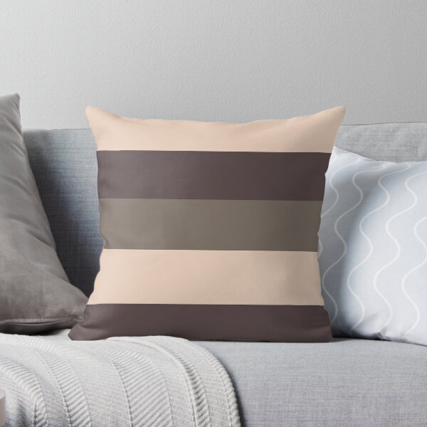 Taupe monochromatic color block stripe pattern  Throw Pillow