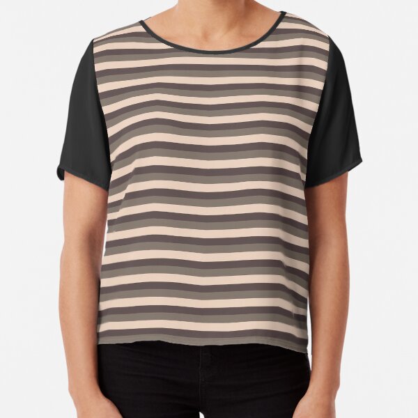 Taupe monochromatic color block stripe pattern Chiffon Top