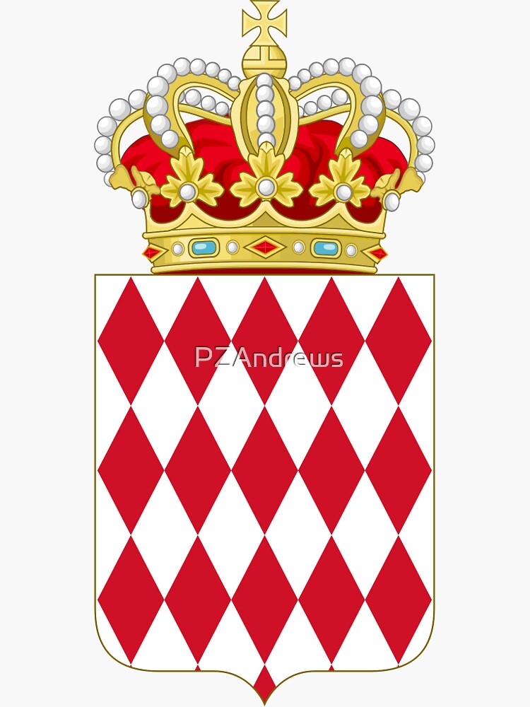"Crowned coat of arms of Monaco" Sticker for Sale by PZAndrews | Redbubble