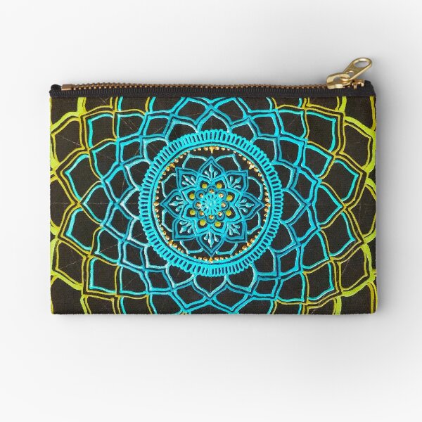 Teal Aura Succulent Zipper Pouch