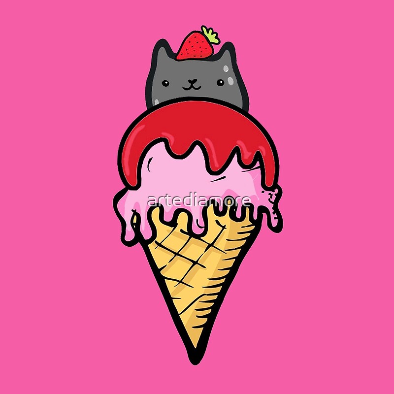 "Ice Cream Kitty" by artediamore Redbubble