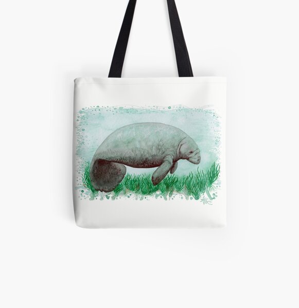 "The Manatee" by Amber Marine ~ Watercolor painting, art © 2015 All Over Print Tote Bag
