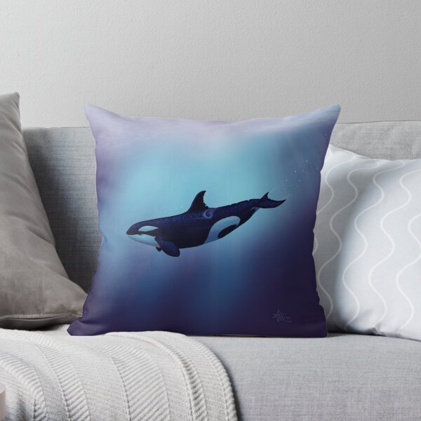 "Lost in Fantasy" by Amber Marine ~ orca / killer whale art, © 2015 Throw Pillow