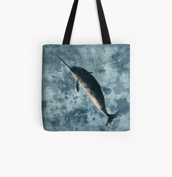 "Jackson the Narwhal" by Amber Marine ~ digital painting, art © 2015 All Over Print Tote Bag