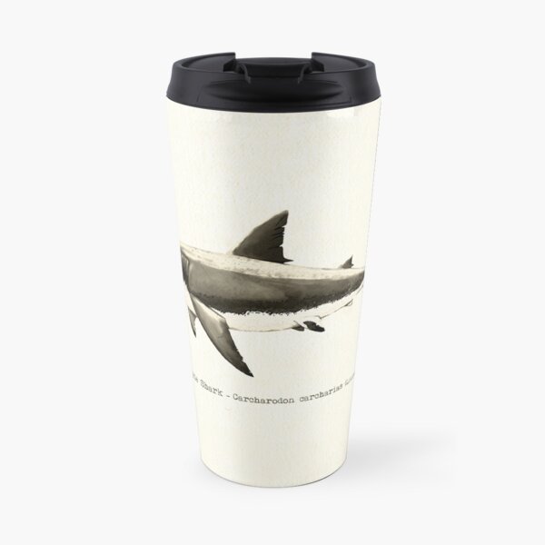 Carcharodon carcharias by Amber Marine, great white shark illustration, art © 2015 Travel Mug