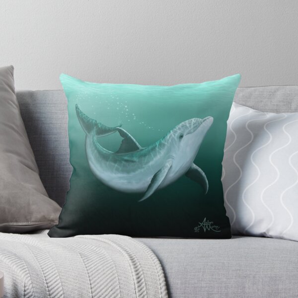 "Riversoul" by Amber Marine ~ Indian River Lagoon bottlenose dolphin art, © 2014 Throw Pillow