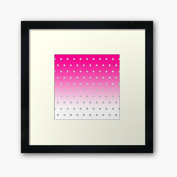 Girly Modern Glitter Polka Dots Neon Pink Ombre Framed Art Print
