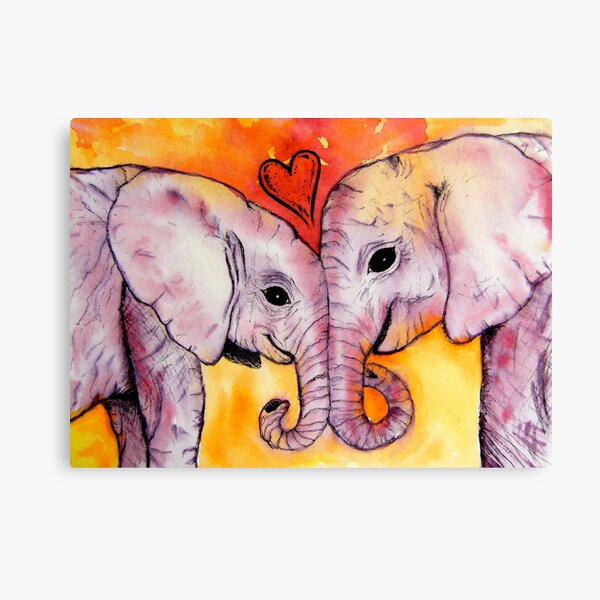 Elephants in Love Canvas Print