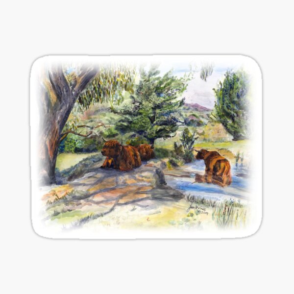 Highland Cattle - Idle Summer Hours Sticker