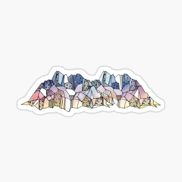 Mountain Lines Geometric Celestial Watercolor Sticker