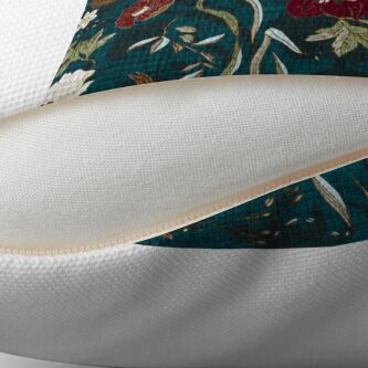 Thumbnail 2 of 3, Throw Pillow, Noir Floral (teal) designed and sold by Esther Fallon Lau.