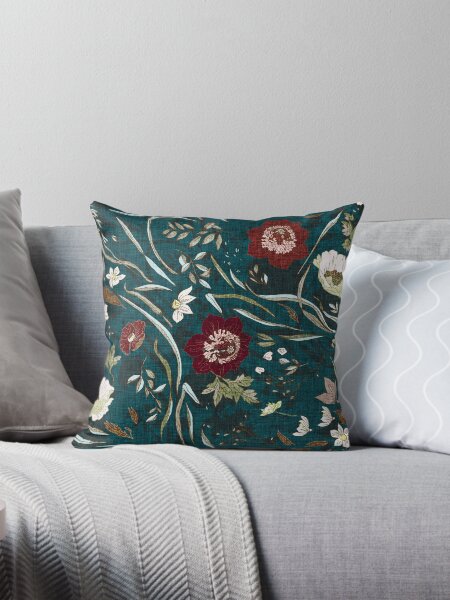 Item preview, Noir Floral (teal)  designed and sold by Esther  Fallon Lau.